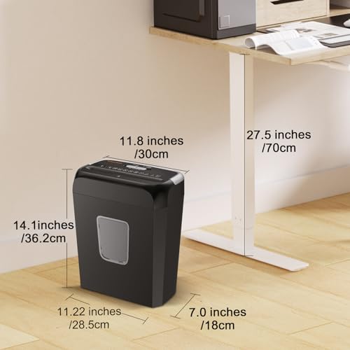 Bonsaii Paper Shredder for Home 6 Sheets Crosscut P4 Security Level Domestic Paper Shredder Machine with Handle for Credit Card Document Staple Paper Crusher Machine for Office with 12.87L Bin - Image 4