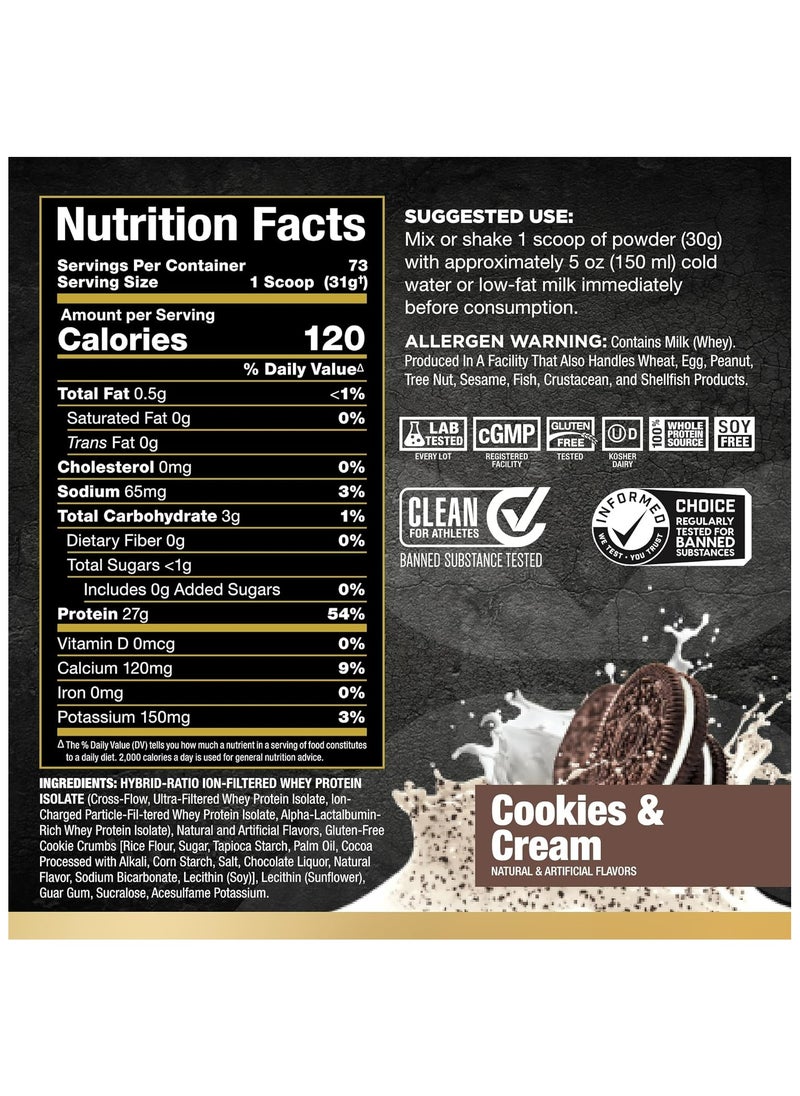 AllMax Nutrition - ALLMAX Nutrition, Isoflex, 100% Pure Whey Protein Isolate (WPI Ion-Charged Particle Filtration), Cookies & Cream, 5 lb (2.27 kg) - Image 1