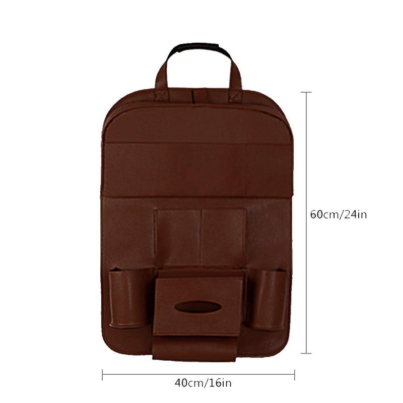 Oshotto Car Backseat Storage Organizer Phone Holder,Multi-Pocket for Bottles, Tissue Boxes,Kids Toy Storage and Great Travel Accessory Compatible with Maruti Suzuki Ciaz (Brown) - Image 2