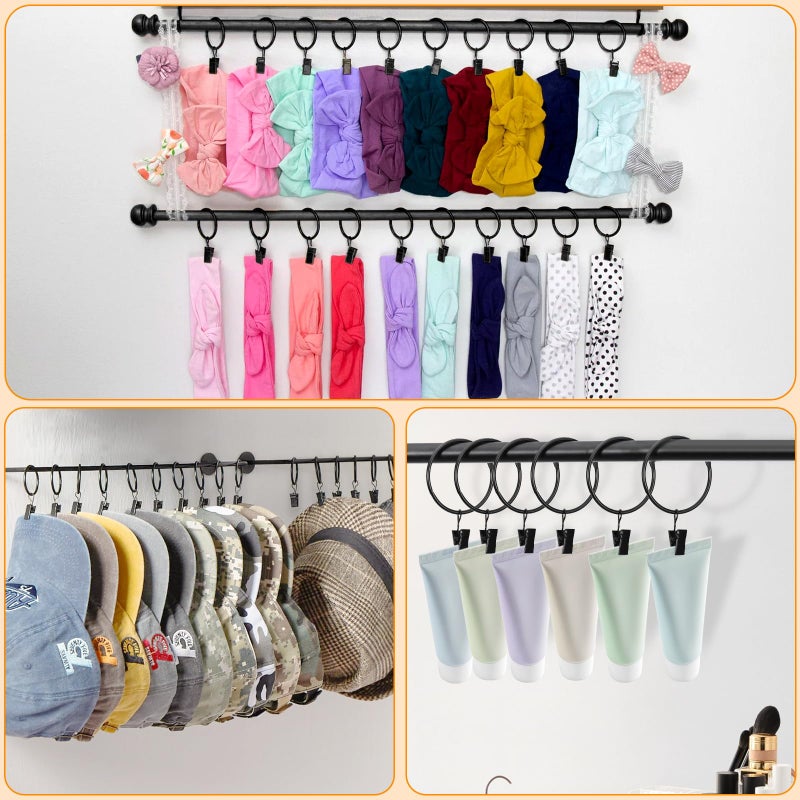Awtok 34 PCS Openable Curtain Rings with Clips, 1.25-Inch Inner Diameter Open Drapery Clips with Hooks Fit UP to 1.0" Diameter Curtain Rods, Hooks for Hanging Drapes Hat Bows (1.25" I D Set of 34) - Image 4