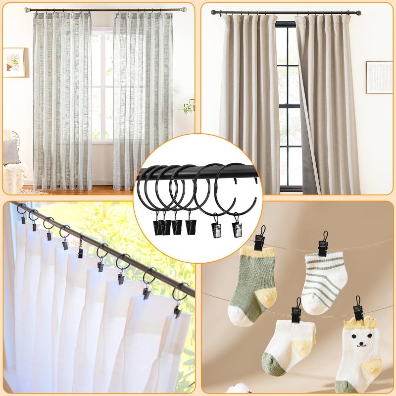 Awtok 34 PCS Openable Curtain Rings with Clips, 1.25-Inch Inner Diameter Open Drapery Clips with Hooks Fit UP to 1.0" Diameter Curtain Rods, Hooks for Hanging Drapes Hat Bows (1.25" I D Set of 34) - Image 5