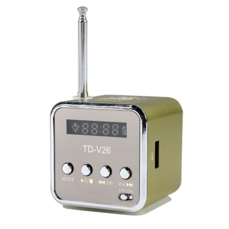 Retro Radio for travel, home, outdoor use; ABS plastic; Green; compact size, LCD display, FM/MP3 playback, rechargeable battery, AUX input, stereo sound - Image 1