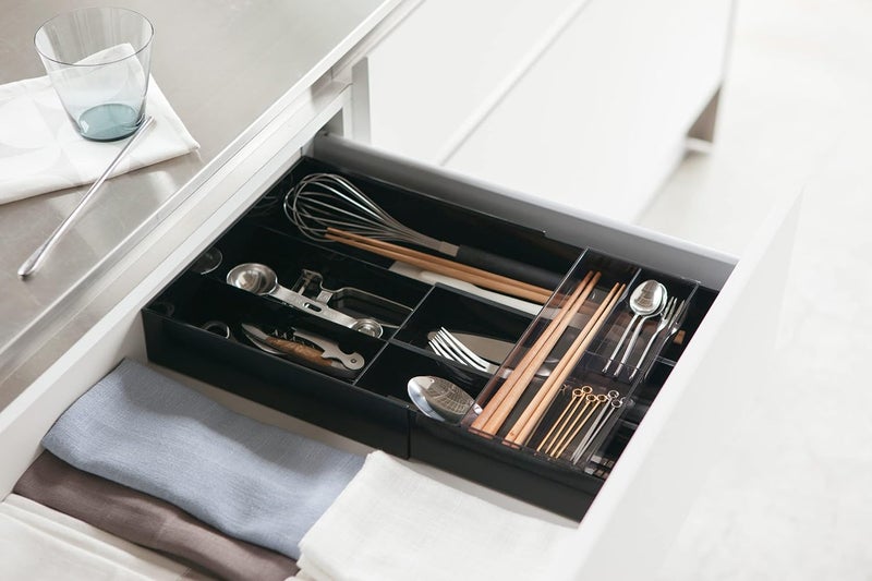 Yamazaki Home Expandable Cutlery Drawer Organizer-Kitchen Silverware Utensil Storage Tray, One Size, Black - Image 2