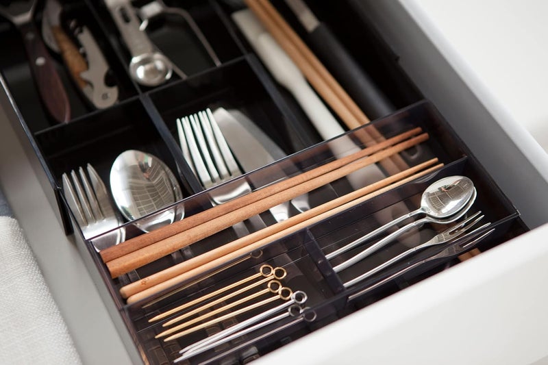 Yamazaki Home Expandable Cutlery Drawer Organizer-Kitchen Silverware Utensil Storage Tray, One Size, Black - Image 3