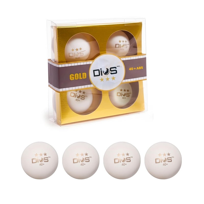 DIOS PRO Table Tennis Balls TT Ball - (40mm, Ping Pong Ball Pack of 4,White) with Top Grade ABS Rating, 40+ for Professional Matches, tt Balls 3 Star - Image 1