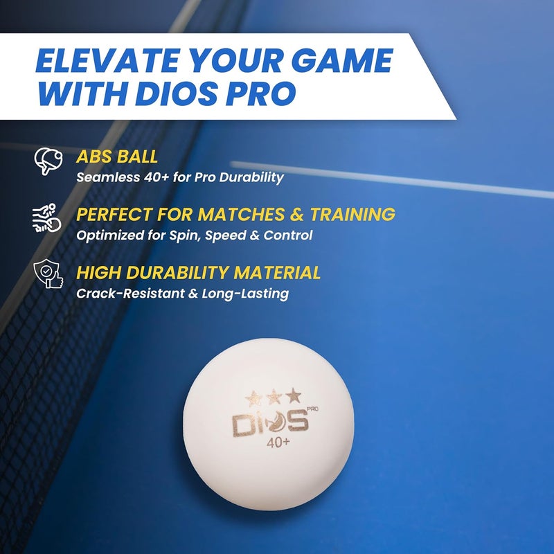 DIOS PRO Table Tennis Balls TT Ball - (40mm, Ping Pong Ball Pack of 4,White) with Top Grade ABS Rating, 40+ for Professional Matches, tt Balls 3 Star - Image 3
