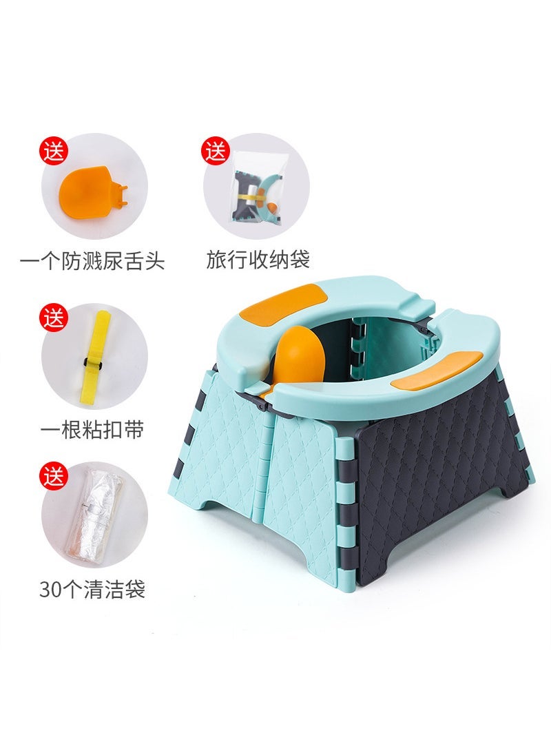 Color Boxed Portable Childrens Toilet Baby Car Mobile Folding Toilet Cleaning-Free Outings Travel Potties 5409 blue hard pad +30 garbage bags 