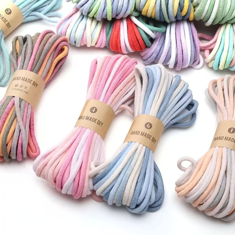Blue Purple 10/33ft Hand-Dyed Gradient Braided Cord 4mm Thick Multicolor for Gift Wrapping Macramé Beading - Image 2