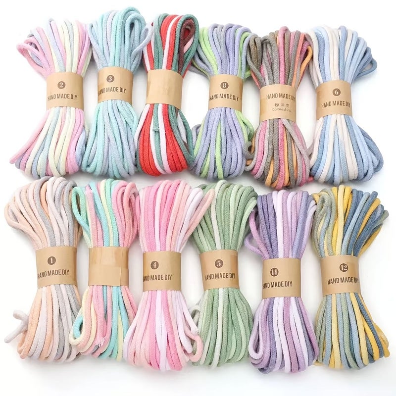 Blue Purple 10/33ft Hand-Dyed Gradient Braided Cord 4mm Thick Multicolor for Gift Wrapping Macramé Beading - Image 1