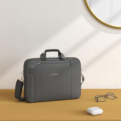 KROSER Laptop Bag 156 Inch Briefcase Shoulder Bag Water Repellent Laptop Bag Bussiness Carrying Handbag Laptop Sleeve for Women and MenCharcoal Black - Image 3