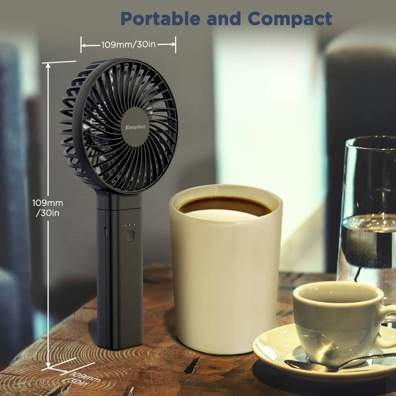 EasyAcc Personal Fans Portable Rechargeable, Washable Guard + Powerful + 180°Foldable + Professional ODM Fan + Durable, 4 Speeds Portable Cooling Fan for Travel Outdoor Office - Image 3