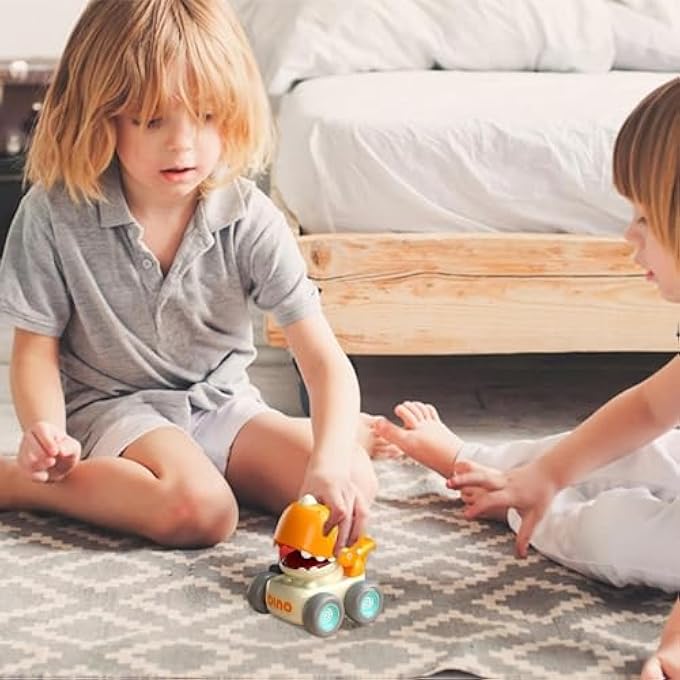 DINOSAUR TOYS PUSH & GO CAR TOYS FOR KIDS TODDLER WITH LIGHT AND MUSIC CUTE & FUNNY DIECAST BIRTHDAY GIGT TOY FOR BOYS & GIRLS PACK OF 4 - Image 2