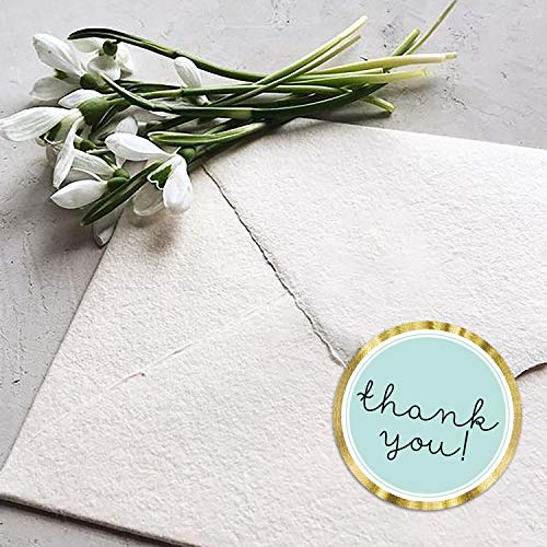 Mr.Mug Modern Thank You Stickers - Round Blue & Chic Gold Labels, 1.4 Inch, 500 Adhesive Thank You Tags - Image 5