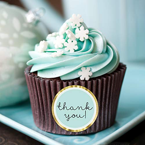 Mr.Mug Modern Thank You Stickers - Round Blue & Chic Gold Labels, 1.4 Inch, 500 Adhesive Thank You Tags - Image 2