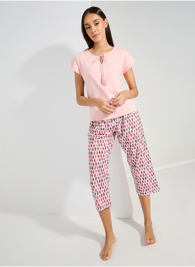 Styli - Tassel Tie T-Shirt & Geo Capri Set - Image 1