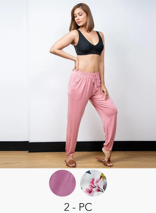 Aadaraya Set of 2 - Aadaraya Assorted Pyjamas with Pockets and Drawstring Closure