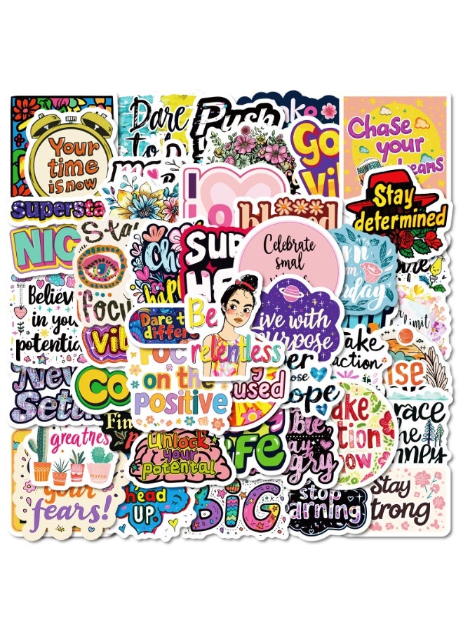 NIBEMINENT 50 Pcs Inspirational English Deco Kit Waterproof Stickers, High Definition Printing Bright Colors, Suitable for Laptop Skateboard Luggage Water Bottle Guitar DIY - Image 2