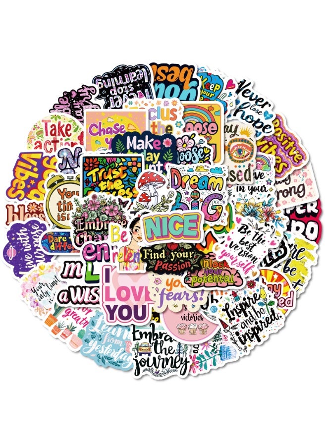 NIBEMINENT 50 Pcs Inspirational English Deco Kit Waterproof Stickers, High Definition Printing Bright Colors, Suitable for Laptop Skateboard Luggage Water Bottle Guitar DIY - Image 1