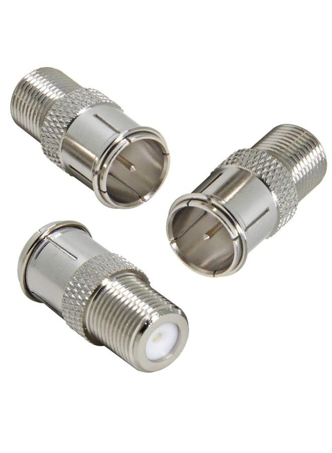 EZYUMM 3-Pack Quick Connect Coaxial Cable Connector, Push-On F Type Male to Female Adapter for RG6 Cable, Satellite Dish, TV, Internet & RV (Nickel Plated, Easy Install) - Image 1