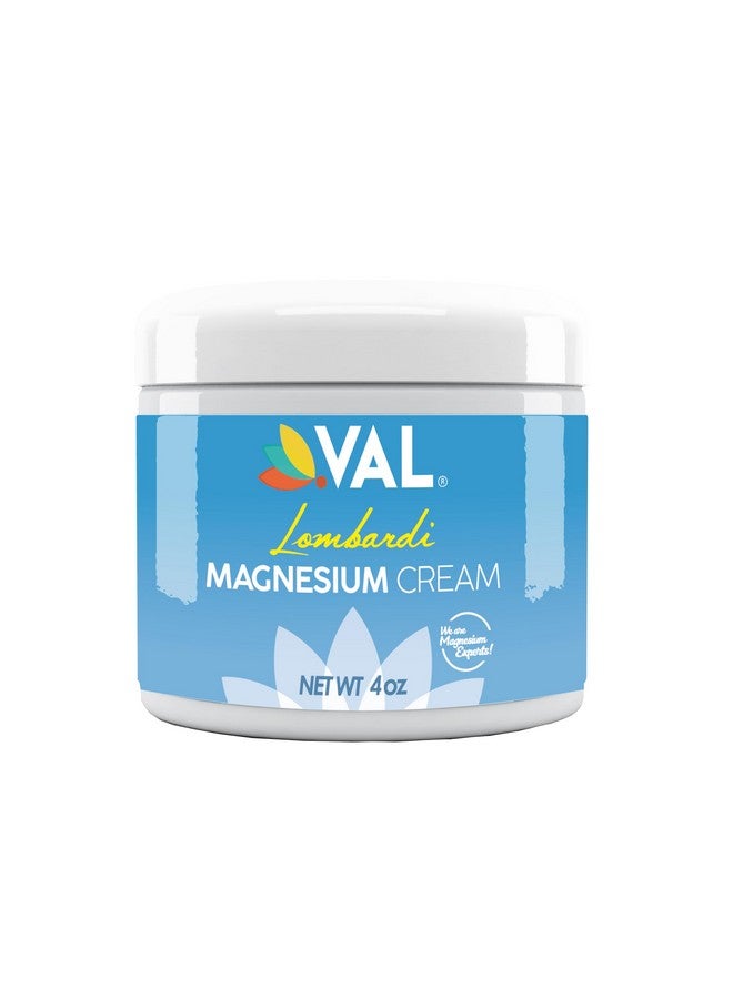فال كريم المغنيسيوم VAL Lombardi 4 أونصة: تركيبة عضوية للجسم بالكامل مع المغنيسيوم Zechstein وزبدة الشيا وزيت الزيتون - امتصاص سريع لبشرة ناعمة ومريحة، غير دهني، غير ملطخ، عديم الرائحة.