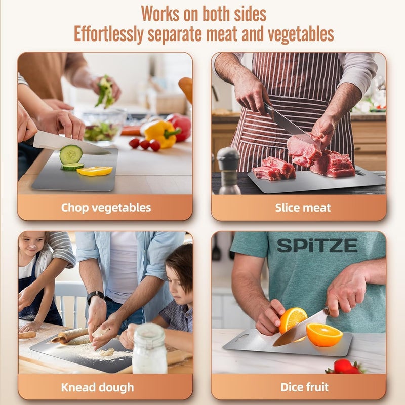 SPITZE Carefully engineered build 2XL Chopping Board for Kitchen | 304 Stainless Steel Cutting Boards for Vegetables, Meat, Fruits and Dough Making | Heavy Duty Steel Chopping Board (XXL 60x40 cm) Market popular practical build - Image 5