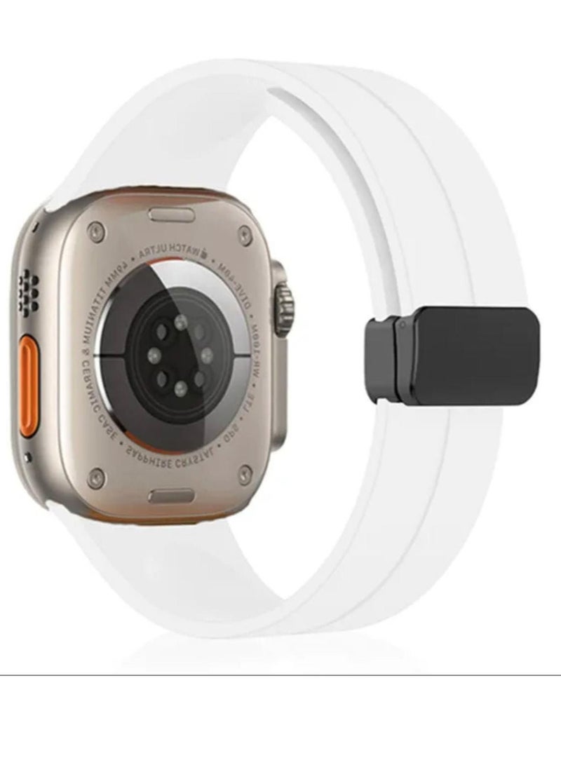 Apple Watch bracelet with magnetic closure  modern shape  size 42  white color - Image 1