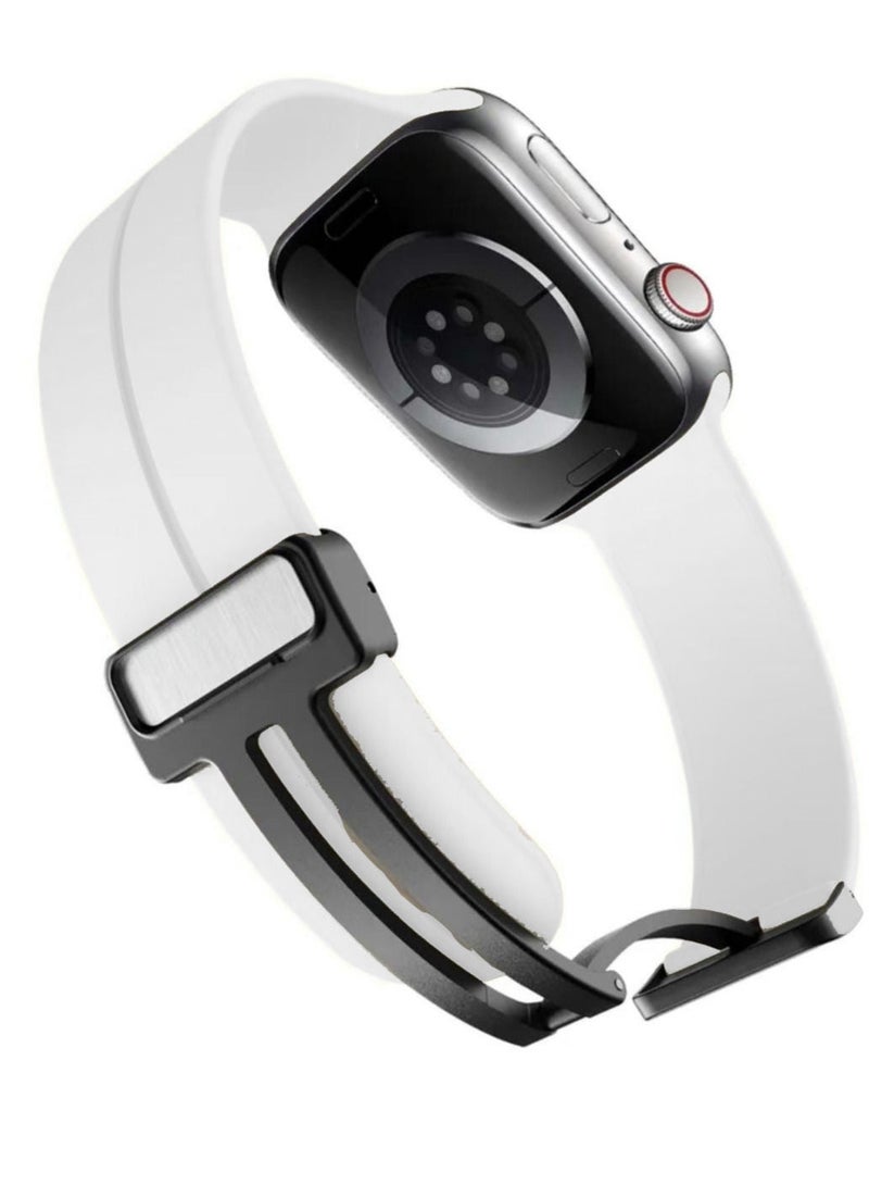 Apple Watch bracelet with magnetic closure  modern shape  size 42  white color - Image 3