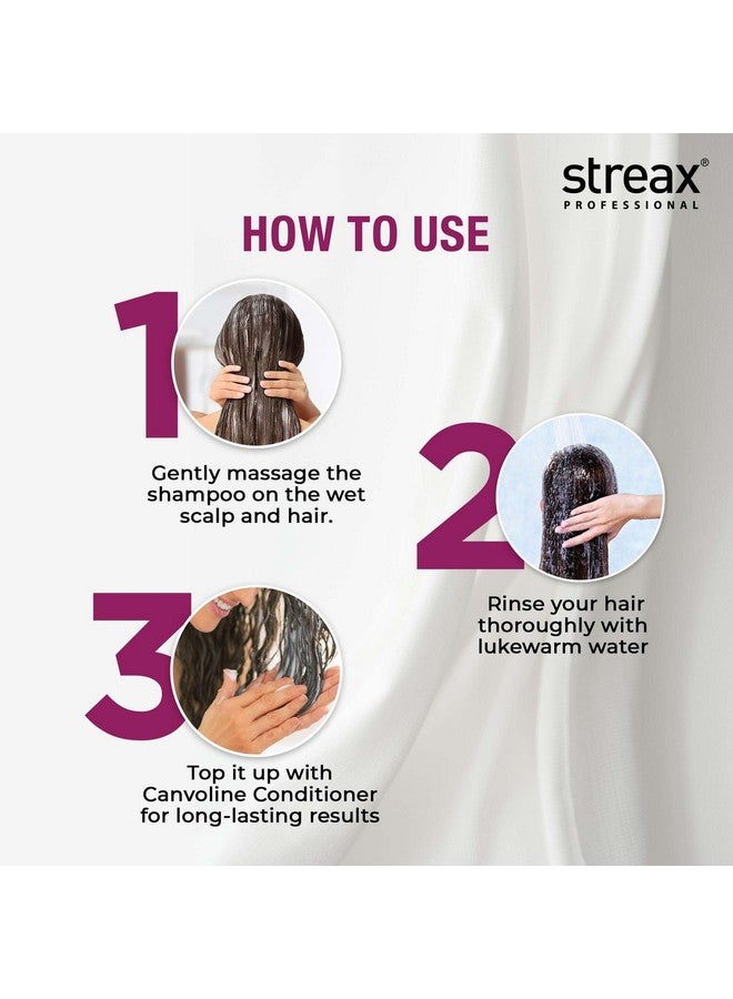 Streax Professional شامبو ستريكس بروفيشينال كانفولين، للعناية بالشعر المستقيم بعد التمليس، مع مركب كيرا-تشينج، خالي من البارابين، خالي من الكبريتات، 1 لتر - Image 5