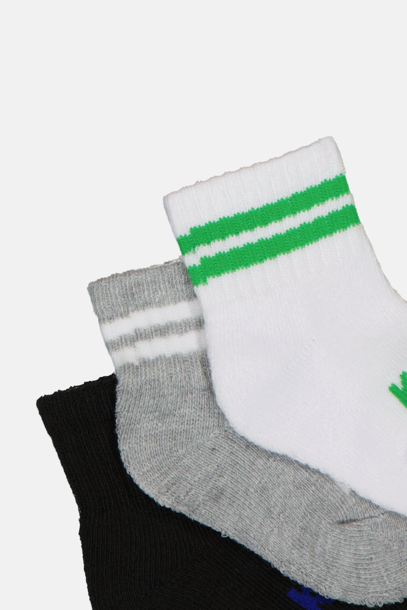 K-SWISS Toddlers Boy 8 Pairs Brand Logo Quarter Socks, Multicolor - Image 2