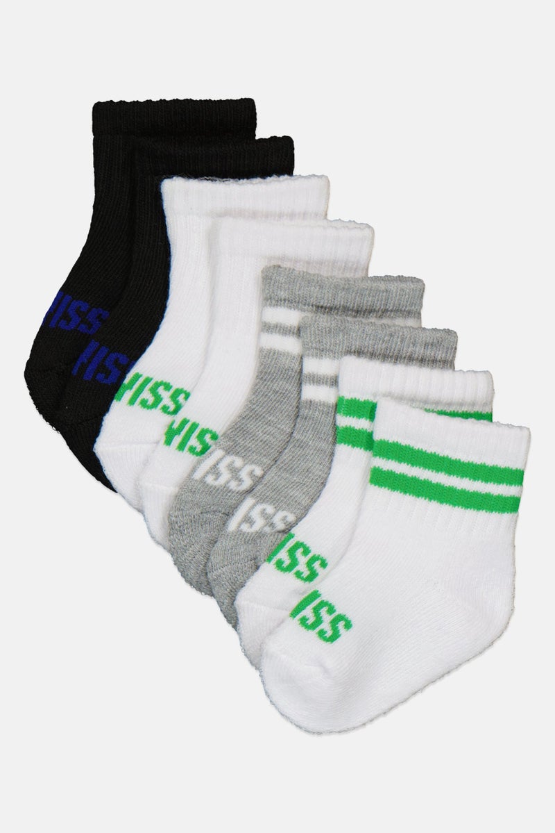 K-SWISS Toddlers Boy 8 Pairs Brand Logo Quarter Socks, Multicolor - Image 1
