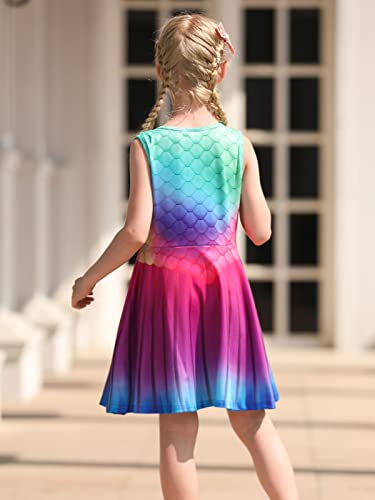 Funnycokid Mermaid Dress Toddler Girls Kids Summer Sleeveless Sundress 4t 5t Twirly Clothes Birthday Party Outfit Children 4-5 Years - Image 4