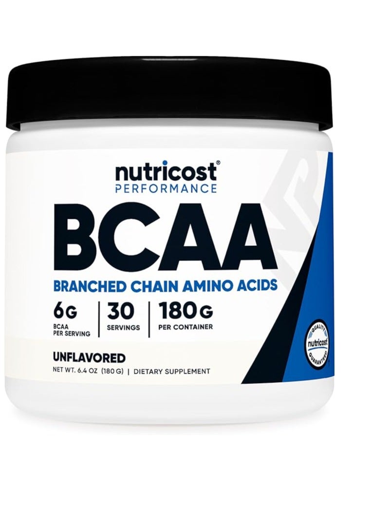 Nutricost BCAA Powder 6.4 oz Unflavored, 30 Servings