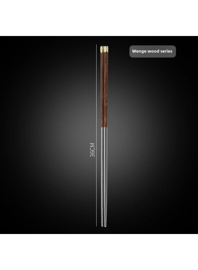 Chicken Wing Wood Solid Wood Chopsticks Household Copper Head Round Top Fu Restaurant Chopsticks Long Chopsticks Fish Noodles Chopsticks Hot Pot Chopsticks Wholesale-Specifications: Chicken Wing Wood 36cm  - Image 1