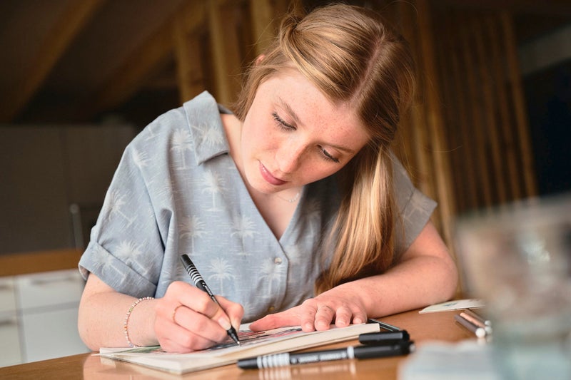 STABILO Fineliner with Cushioned F-Tip SENSOR fine - Pack of 10 - Blue - Image 5