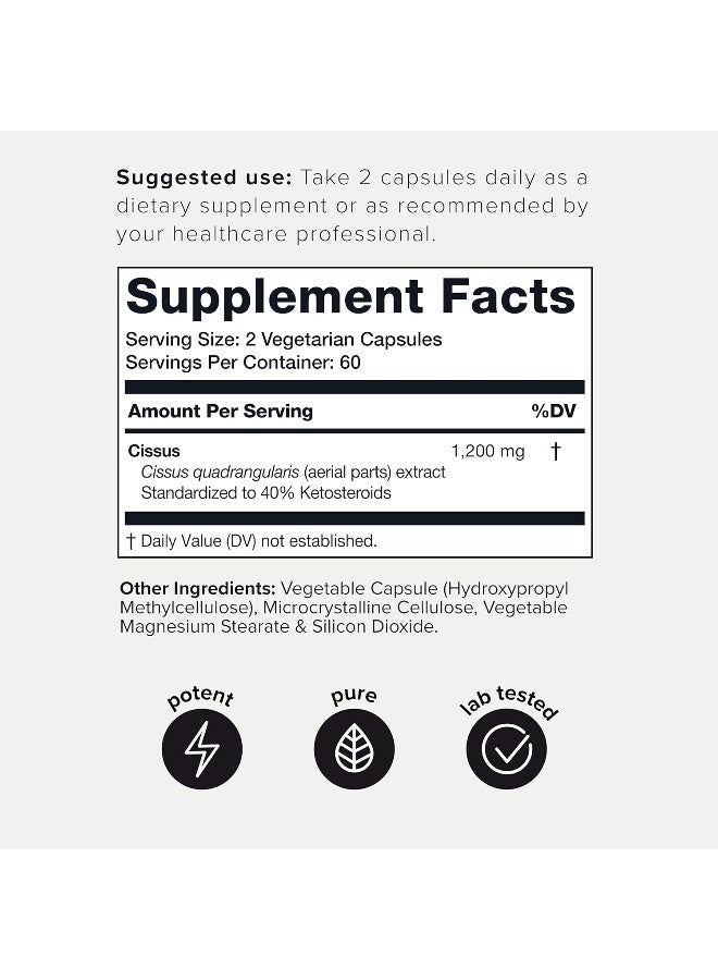 Toniiq كبسولات سيصص كوادرانغولاريس عالية القوة - 10% كيتوستيرويدات - 1200 ملغ مستخلص مركز 100X - تم جمعها من البرية في الهند - أقوى دعم للأربطة والأوتار متاح - 120 كبسولة - Image 2