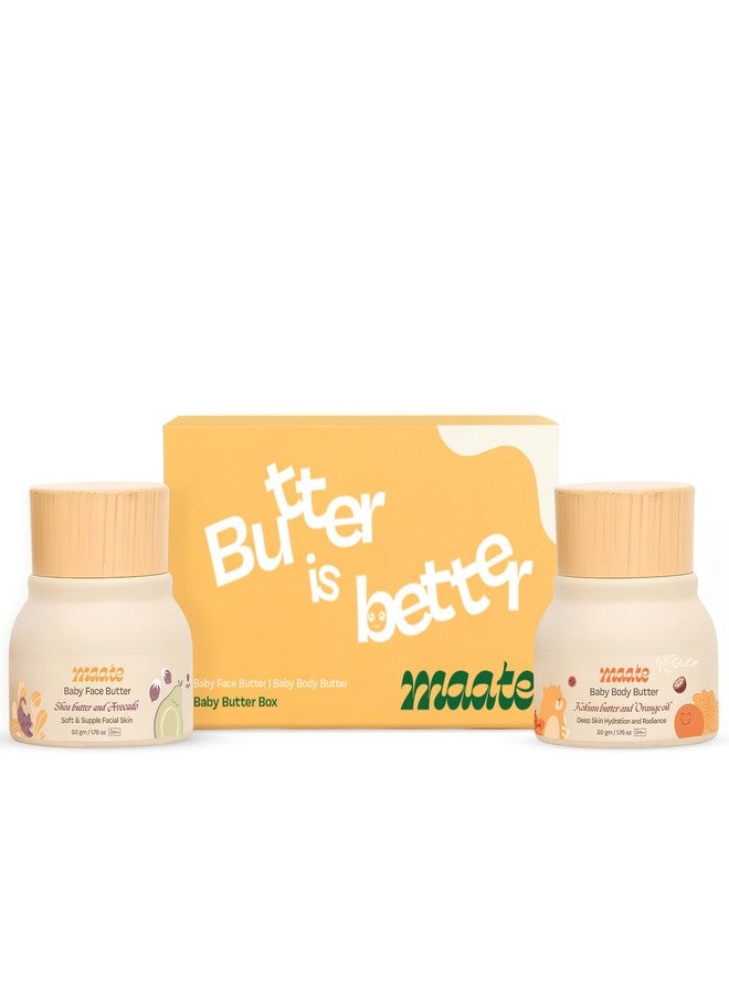 Maate Baby Face & Body Butter Combo (50 gm each) | Enrich with Shea Butter & Avocado | Natural Baby Moisturizer for face & Body| Body Lotion for Kids 0-12 Years| Gentle on Baby's Skin. - Image 1