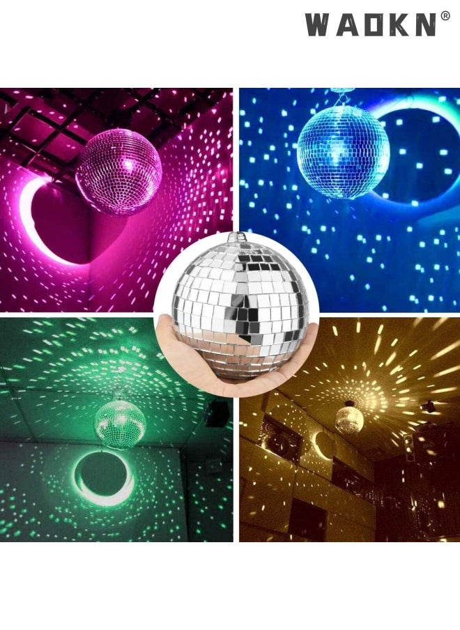 WAOKN 2 Pieces Mirror Disco Ball, Silver Hanging Ball for 50s 60s 70s Disco DJ Light Effect Party, Hanging Ball for Party Home Decoration Stage Props School Festivals Favors Festivals (4 Inch)  - Image 5