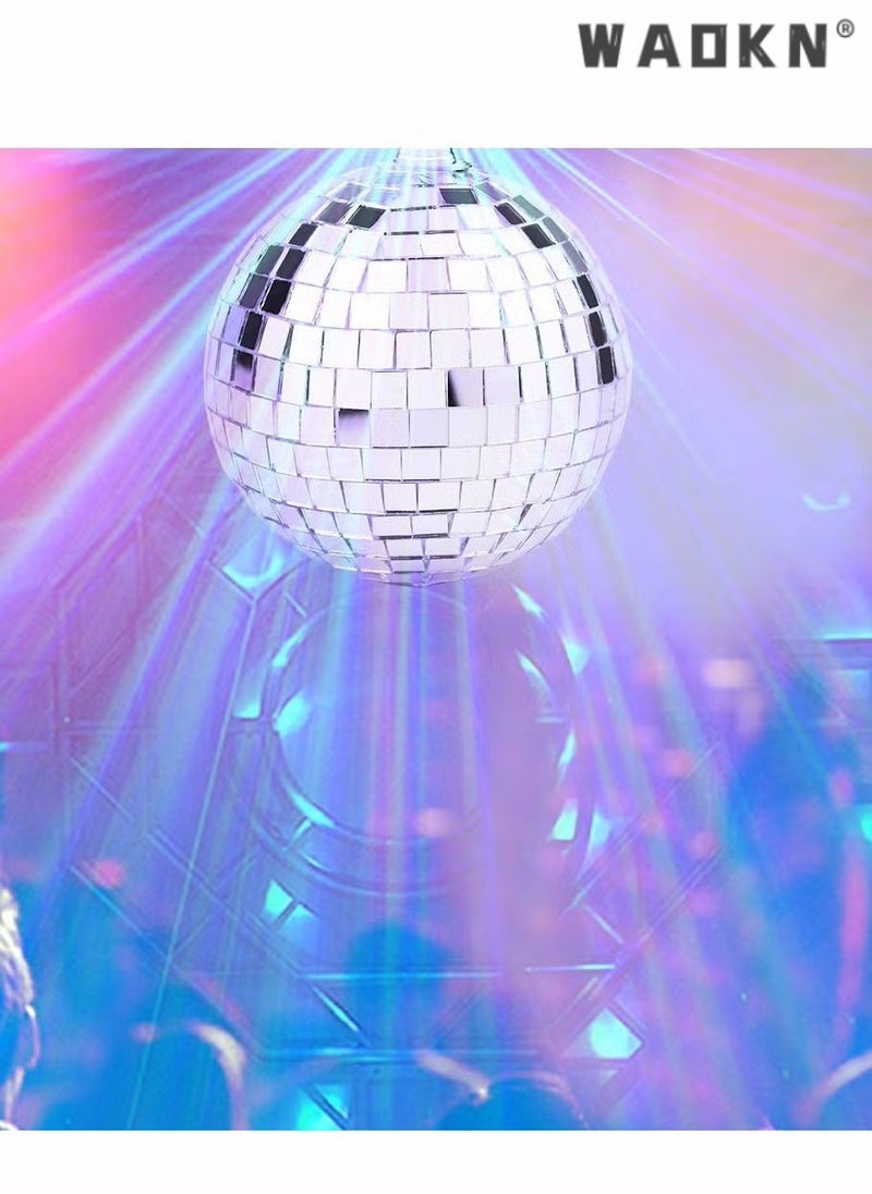 WAOKN 2 Pieces Mirror Disco Ball, Silver Hanging Ball for 50s 60s 70s Disco DJ Light Effect Party, Hanging Ball for Party Home Decoration Stage Props School Festivals Favors Festivals (4 Inch)  - Image 3