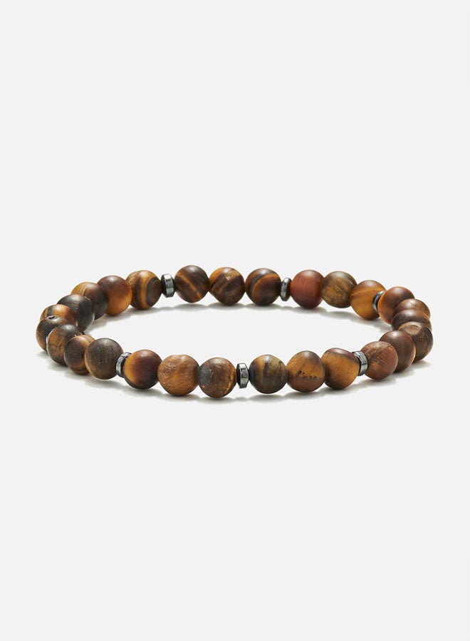 CHRYSOSTOMOS Handmade Beaded Bracelet for Men with Matte Tigerâ€™s Eye Stones - Image 1