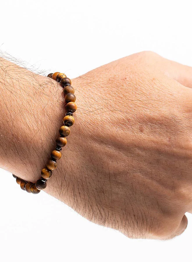 CHRYSOSTOMOS Handmade Beaded Bracelet for Men with Matte Tigerâ€™s Eye Stones