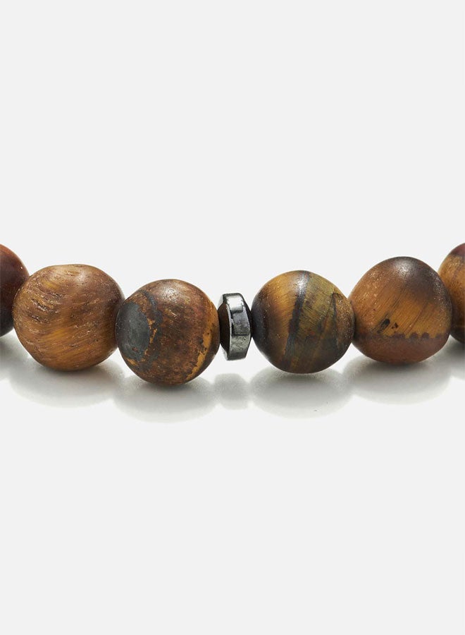 CHRYSOSTOMOS Handmade Beaded Bracelet for Men with Matte Tigerâ€™s Eye Stones - Image 2