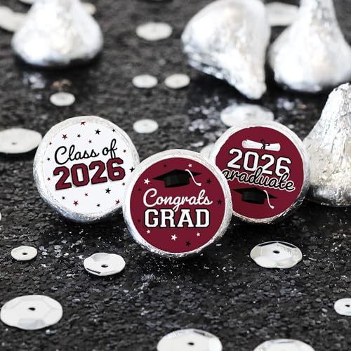DISTINCTIVS Class of 2026 Graduation Candy Stickers for Chocolate Drops Maroon Grad Party Favors  216 Count - Image 5