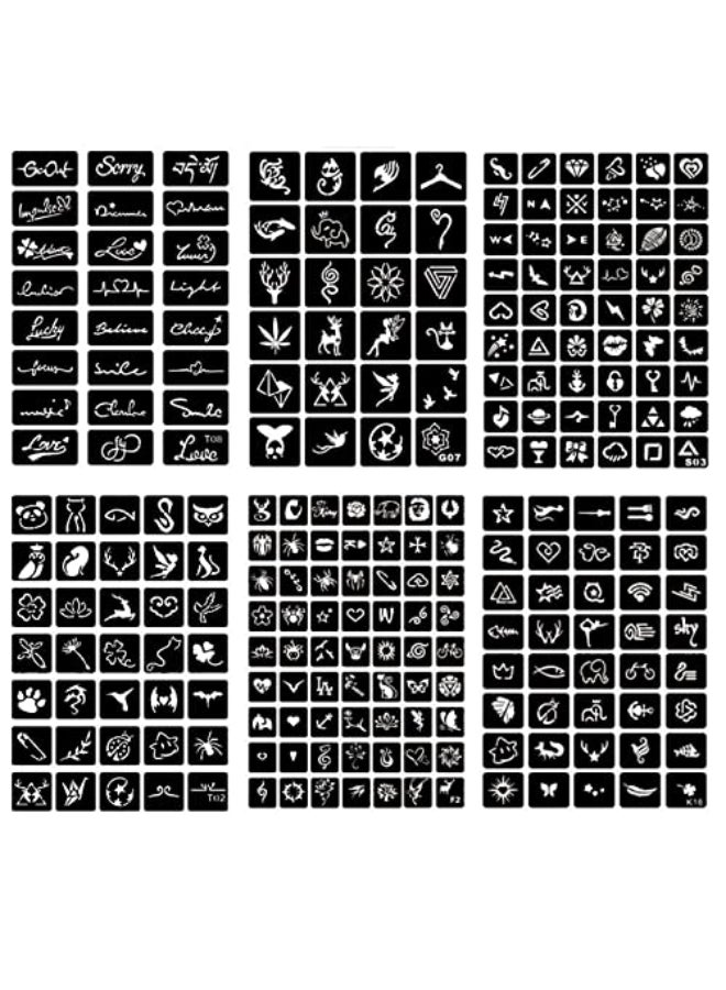ChurlChurl 20 Sheets Temporary Tattoo Stencils 622pcs Henna Tattoo Stencil Kit for Face Body Paint DIY Art Reusable Glitter Tattoo Stencils Pack - Image 3