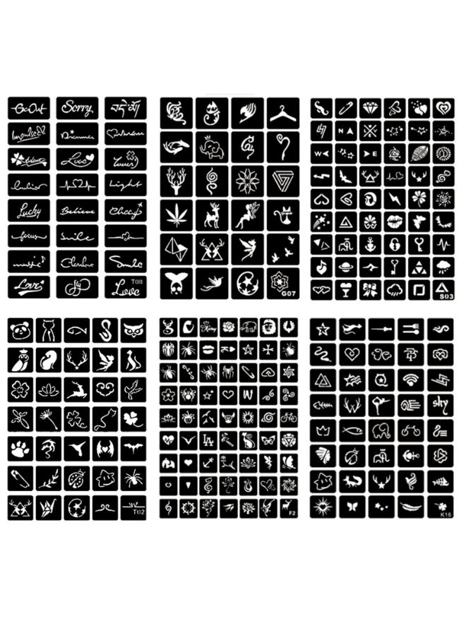 ChurlChurl 20 Sheets Temporary Tattoo Stencils 622pcs Henna Tattoo Stencil Kit for Face Body Paint DIY Art Reusable Glitter Tattoo Stencils Pack - Image 4