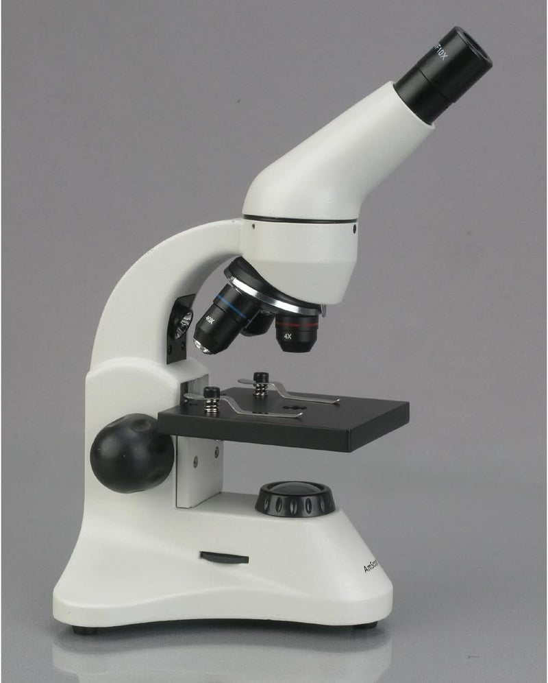 AmScope M120C-2L-PB10 Compound Monocular Microscope, WF10x and WF25x widefield eyepieces, 40x-1000x Magnification, Brightfield, Upper and Lower LED Illumination, Plain Stage, Includes Blank and Prepared Slides - Image 3
