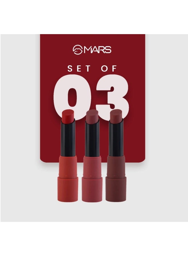 MARS Matte Box Set of 3 Lipsticks for Women | Long-Lasting | Smooth Finish | Moisturising | One Swipe Pigmentation | (3x3.2 gm) (01-Red & Maroon) - Image 5