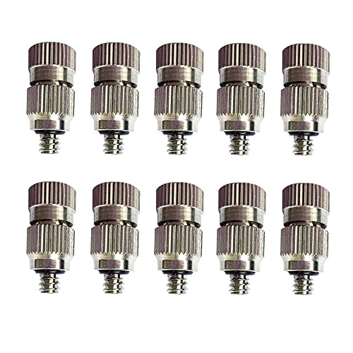 Pysrych High Pressure Brass Nickel Plated Misting Nozzle for Outdoor Cooling Mist System, 0.8mm Ceramics Orifice, Detachable & Cleanable, 10pcs - Image 1