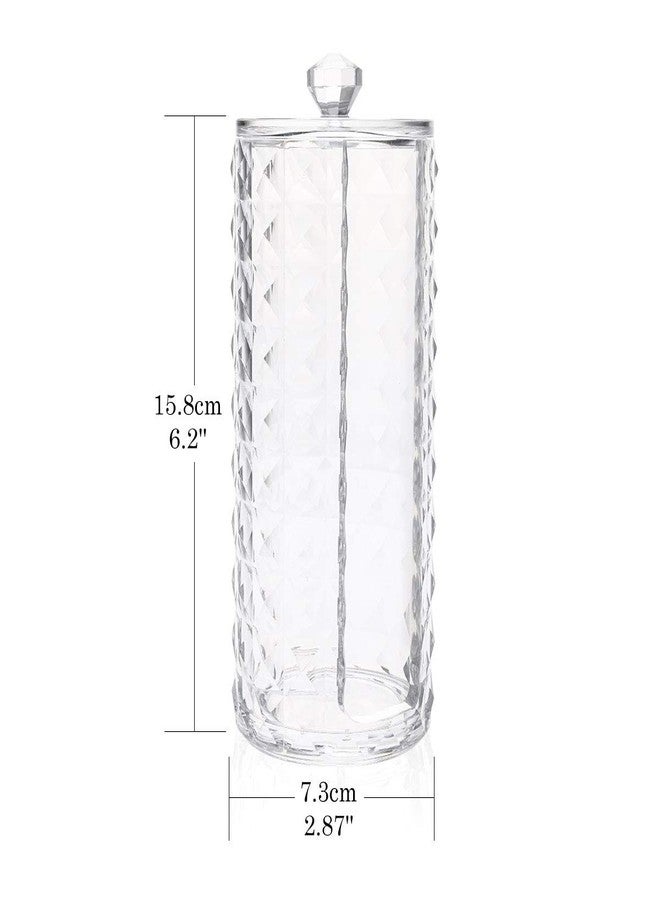 Luxspire Acrylic Makeup Cotton Round Holder, Clear Diamond Pattern Cotton Pads Organizer Container Display Stand Cosmetic Makeup Storage Box with Lid - Clear - Image 5