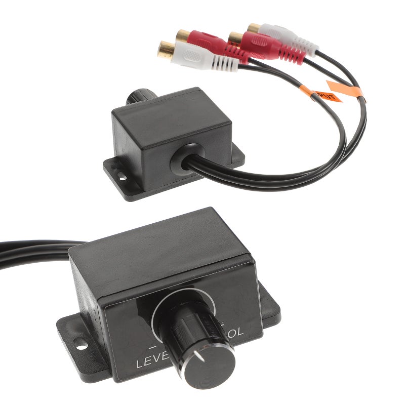 Car Stereo Amplifier Gain Level Bass Audio Volume Control Knob with 2 RCA Connector - Image 3