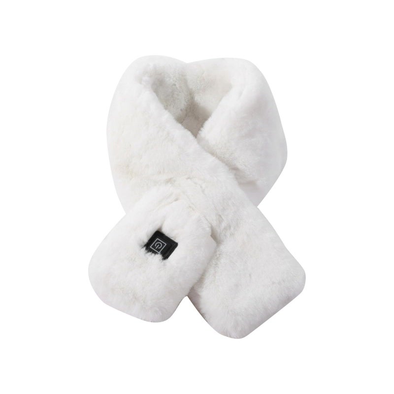 Rechargeable Heated Scarf White with 3 Heat Settings Hidden Pocket Soft Washable Neck Warmer - Image 2